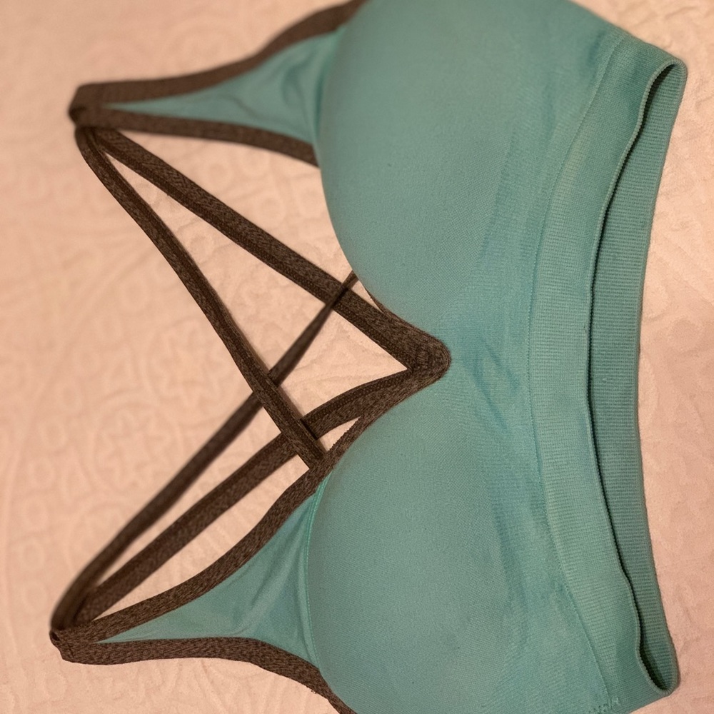 Teal & Grey Sports Bra